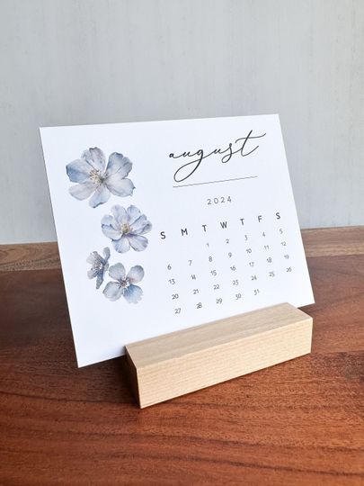 2024 Floral desk Calendar, Birth month Flowers, Monthly desk calendar