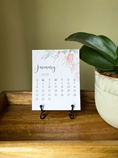 Rose 2024 desk Calendar, 2024 easel desk calendar, Mini desk calendar 2024