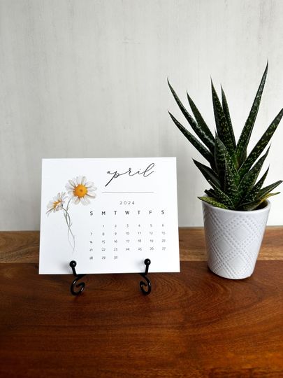 2024 desk Calendar, Birthmonth Flowers, Mini desk calendar 2024