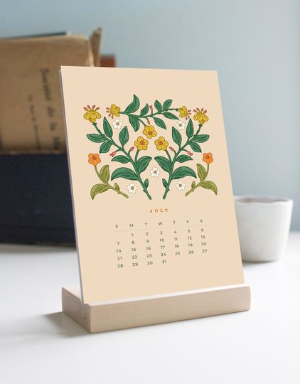 2024 Desk Calendar, 2024 Calendar, Botanical Calendar, Christmas Gift