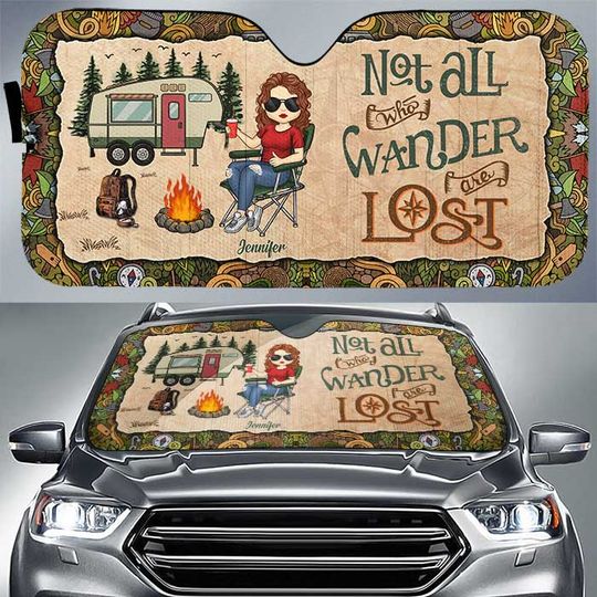 Super Sexy Camping Lady Custom Camper Personalized Car Sunshade
