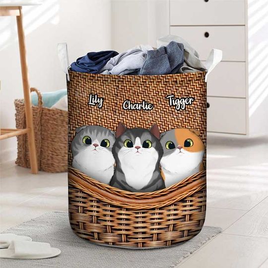 Life Is Better With Cute Cats Custom Cat Lover Personalized Laundry Basket
