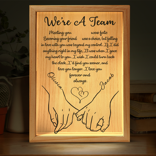 We're A Team Meeting You Was Fate Couple Personalized Custom Frame Light Box