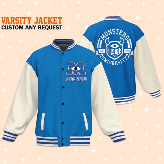 Custom Monster University Uniform Varsity Jacket, Baseball Outfit, Personalized Disney Jacket, Baseball Team Outfit