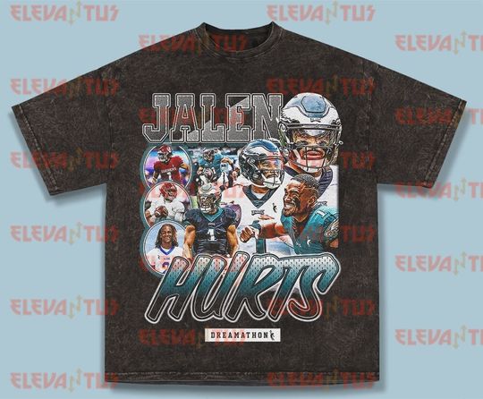 Jalen HUrts 90s Vintage Bootleg Unisex Rap T-Shirt Football football Shirt Vintage Oversize Premium wash tee