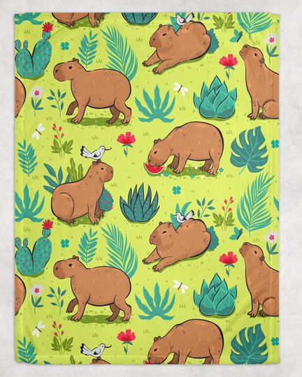 Custom Capybaras Chllin Blanket, Capybaras Lover Gift Fleece Blanket