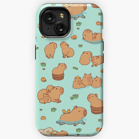 Cute Capybara art, Illustration Seamless Pattern iPhone Case