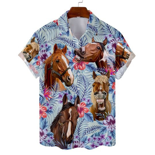 Tropical Horse Hawaiian Shirts for Men Women