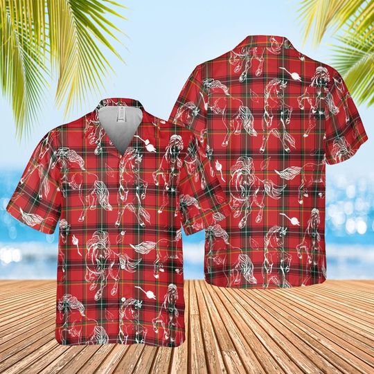 Personalized Horse Plaid Pattern Hawaiian Shirt, Aloha Shirt