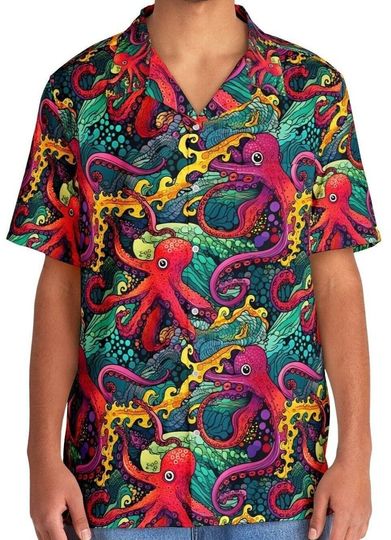 Sizes S to 5XL - Unisex Psychedelic Octopus Hawaiian