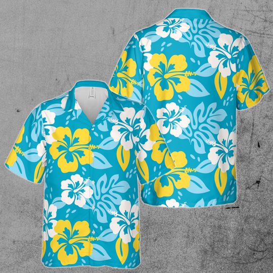 Classic Yellow Blue Flower Hawaiian Shirt S-5XL