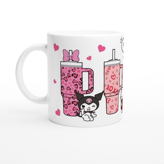 Valentine's Day Hearts Hello Kitty And Saniro Friends Kuromi Coffee Mug