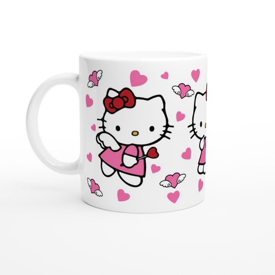 Cute Valentine's Day Hello Kitty Cupid with Hearts Coffee Mug