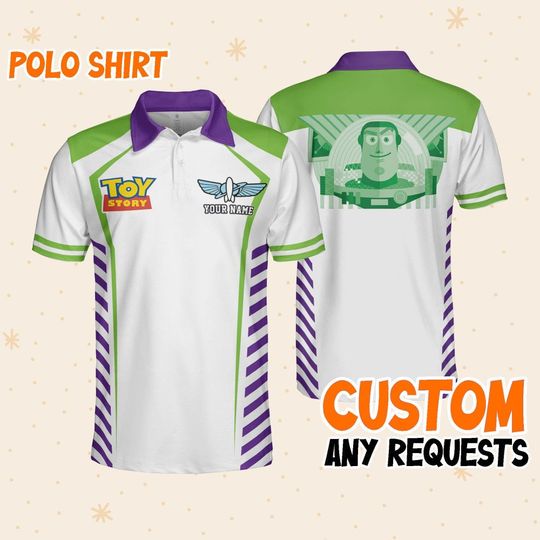 Custom Disney Toy Story Buzz Lightyear Polo Space, Business Casual Disney Polo Shirt, Birthday Unisex Polo Shirt