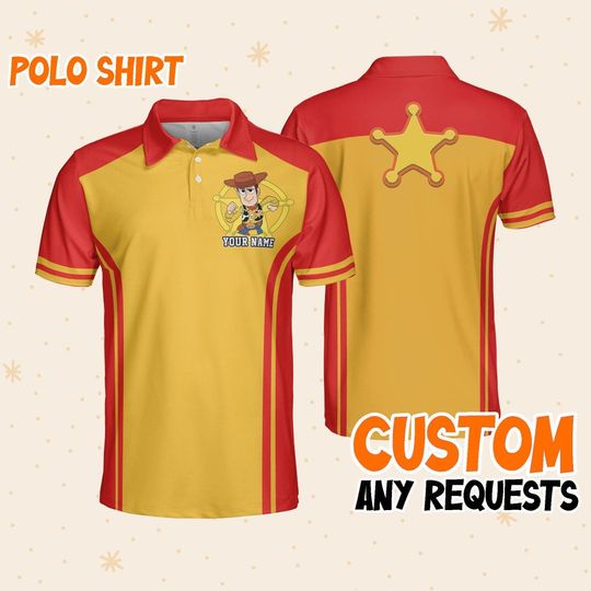 Custom Disney Toy Story Woody Polo Cool Sheriff, Business Casual Disney Polo Shirt, Birthday Unisex Polo Shirt