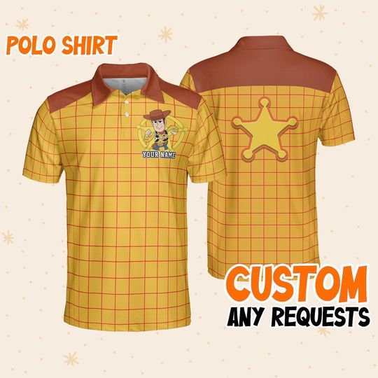 Custom Disney Toy Story Woody Polo Cowboy Brown, Business Casual Disney Polo Shirt, Birthday Unisex Polo Shirt