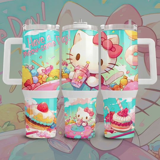 Hello Kitty Love Cakes Tumbler 40 oz With Handle
