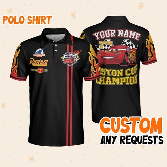 Custom Disney Cars Mcqueen Polo Racer, Polo Shirt Team, Collection Choose Style Polo, Disney Shirt Team Outfit, Gift for Kids