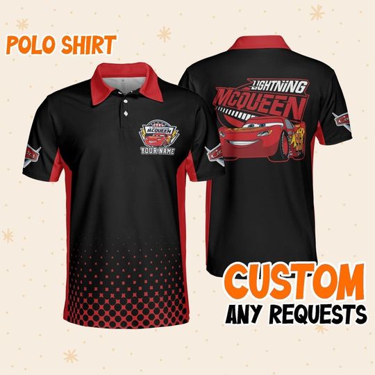 Custom Disney Cars Mcqueen Polo Sport, Polo Shirt Team, Collection Choose Style Polo, Disney Shirt Team Outfit, Gift for Kids