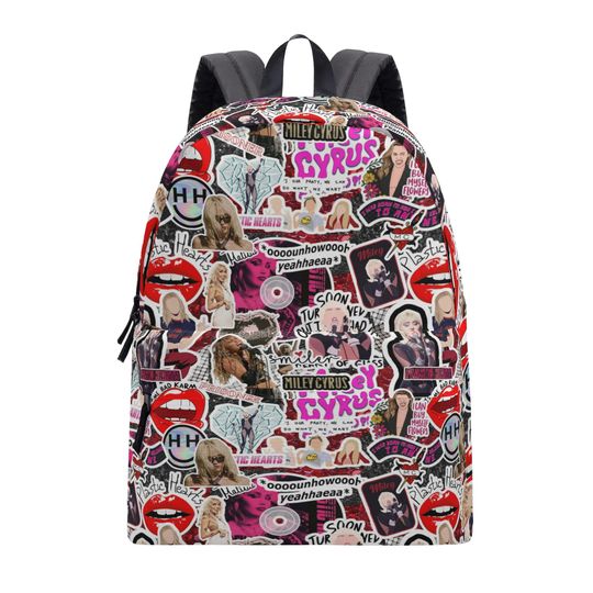 Concert Star Singer And Actress Miley Cyrus Collage Style School Backpack