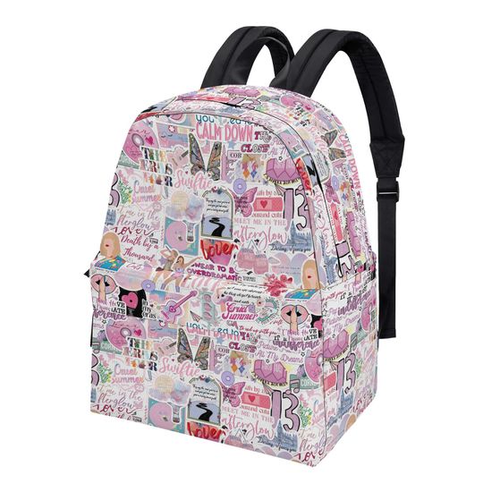 Pink Pastel Taylor's Album Lover Inspired Collage School Backpack