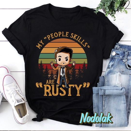 Chibi Castiel Supernatural My People Skills Are Rusty T-Shirt, Supernatural Winchesters Shirt