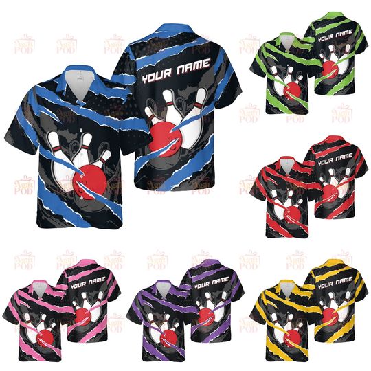 Personalized Scratch Bowling Hawaiian Shirt Custom Bowling Shirt Men