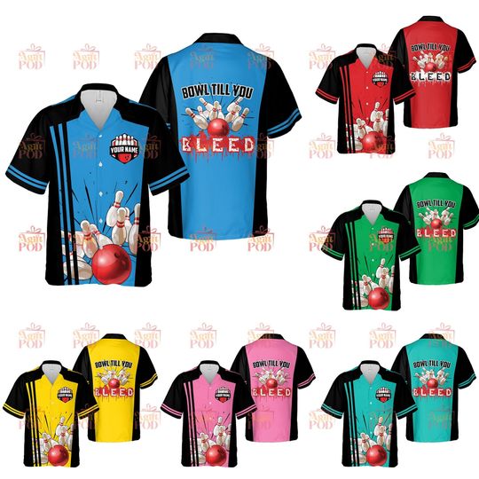 Personalized Bowling Hawaiian Shirt Bowl Till You Bleed Custom Bowling Shirt Funny Bowler Player Team Gift