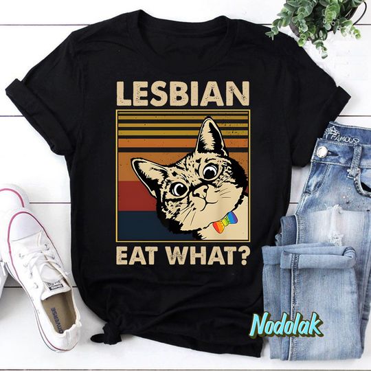 LGBT Lesbian Eat What Cat Vintage T-Shirt, Busy Thinking Shirt, Lesbian Shirt, Pride Month Shirt, For LGBT Shirt