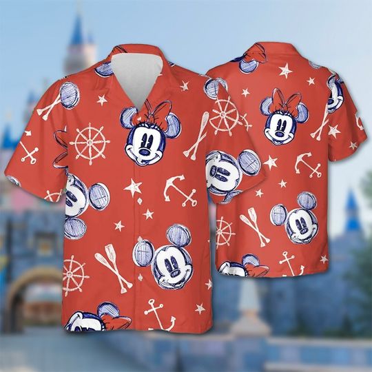 Mickey Mouse Cruise Hawaii Shirt, Mickey Mouse Button Up Shirt, Cartoon Hawaiian Shirt Gift
