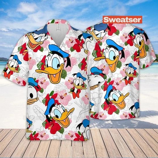 Retro Donald Summer Beach Hawaiian Shirt, Disneyland Summer Trip, Donald Vacation Shirt
