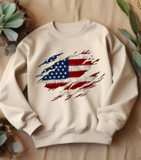 USA Flag Sweater, American Flag Sweatshirt, American Flag Sweater, Vintage USA Flag