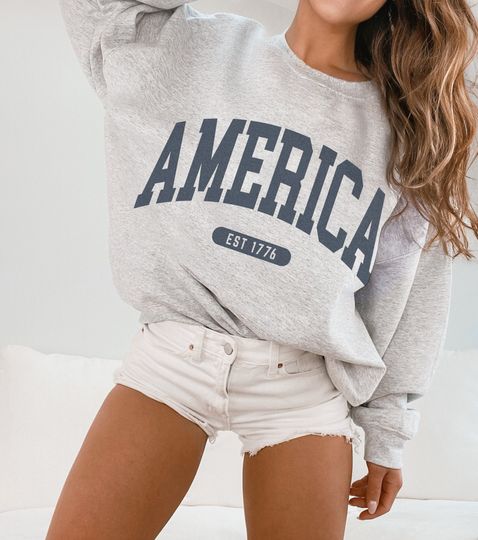 America Sweatshirt EST 1776 Faded Vintage Style