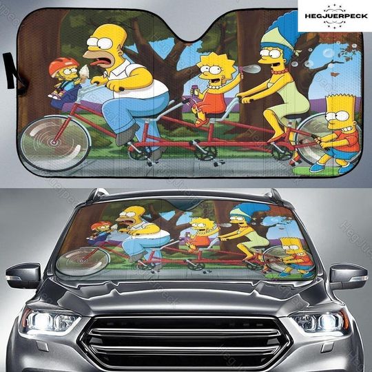 The Simpsons Family Car Sunshade, Cartoon Auto Sun Shades, Funny Simpson Car Sun Shades