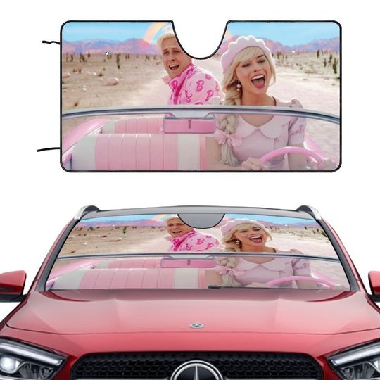 Pink Doll Car Sun Visor, Movie Theme, Pink Girl Car Windshield Car Sun Shades