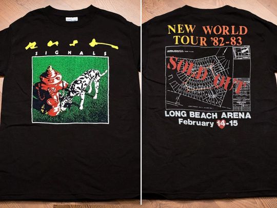 Rush Signals New World Tour 82-83 Long Beach Arena 80s Tour Double Sided T-Shirt
