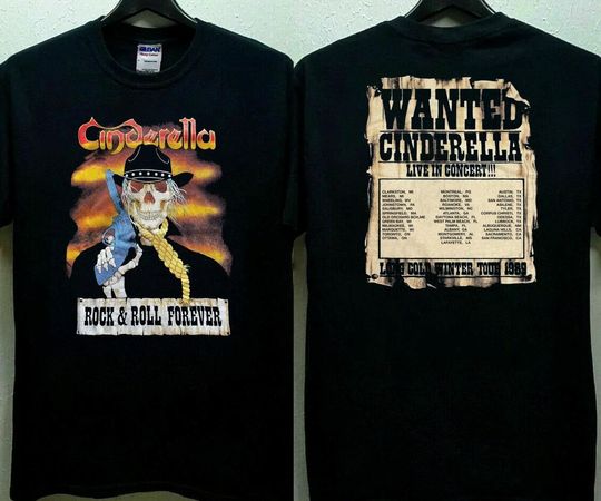 Cinde Rock N Roll Forever Long Cold Winter Tour 1989 Double Sided T-Shirt