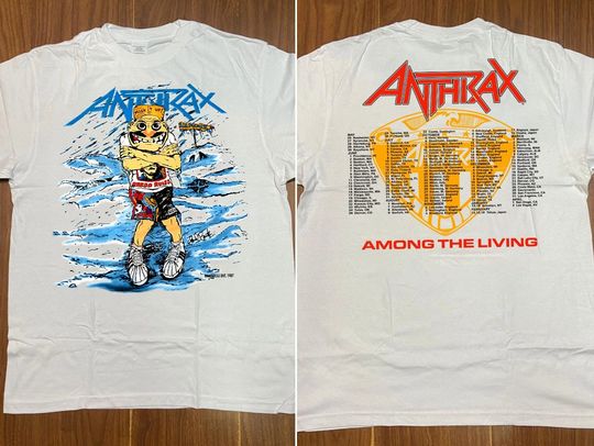 Anthrax Among The Living Tour 1987 Anthrax 80s Rock Band Double Sided T-Shirt