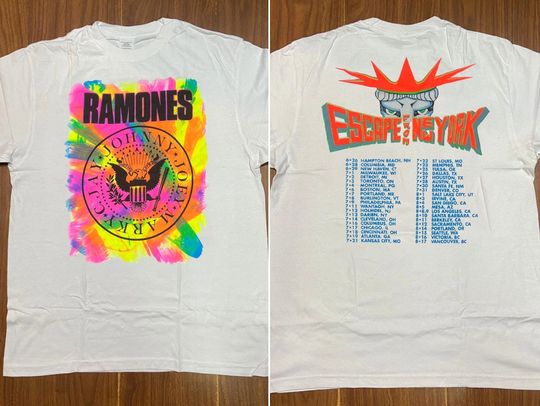 Ramones Escape From New York Tour 1990, 90s Rock Band Double Sided T-Shirt