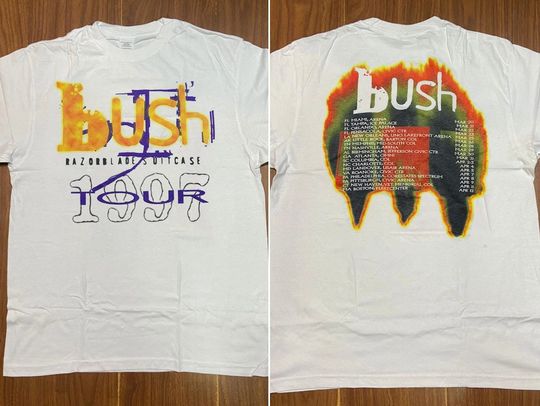 Bush 'Razorblade Suitcase' Tour 1997 T-Shirt, Bush Band 1997 Double Sided T-Shirt