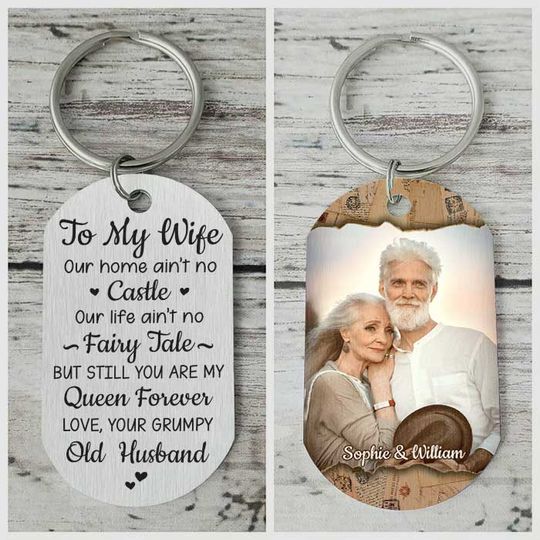 To My Wife, You Are My Queen Forever Custom Image Husband And Wife Personalized Keychain