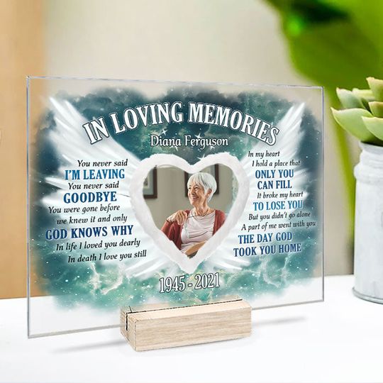 The Day God Took You Home Custom Photo Family Memorial Acrylic Plaque With Stand
