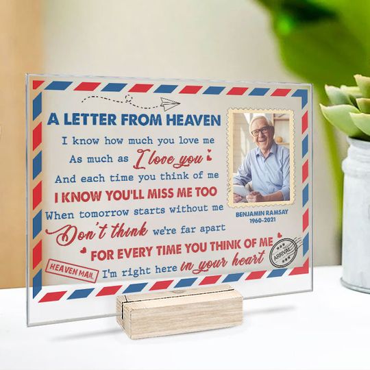 I Know You'll Miss Me Too Custom Photo Family Memorial Gift Acrylic Plaque With Stand