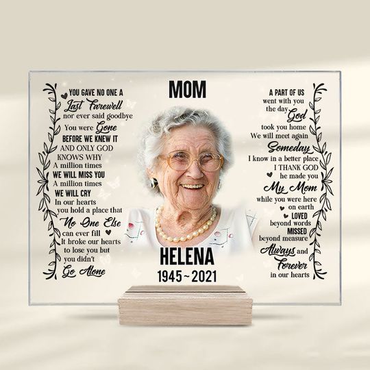 Loved Beyond Words, Missed Beyond Measure Memorial Custom Image  Acrylic Plaque With Stand