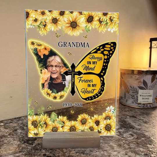 Always On My Mind Forever In My Heart Missing You Custom Image Acrylic Plaque With Stand