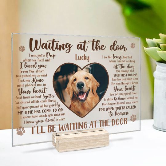 Loss Of Dog Custom Photo Pet Memorial Personalized Acrylic Plaque With Stand