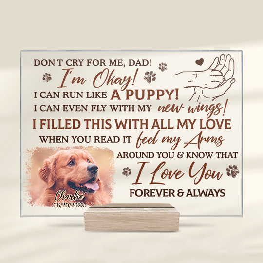 Custom Photo I Filled This With All My Love Pet Memorial Gift Acrylic Plaque With Stand
