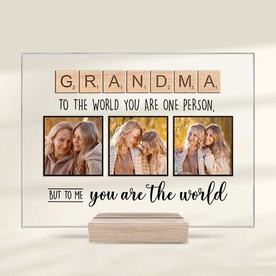 To Me You Are The World Mother's Day Custom Upload Image Family Acrylic Plaque With Stand