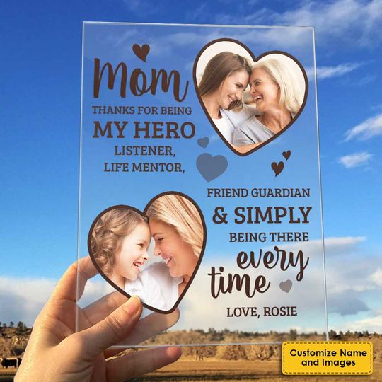 Thank You For Simply Being There Every Time Custom Image Family Acrylic Plaque With Stand