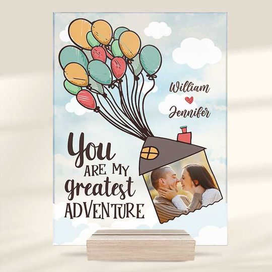 My Greatest Adventure Custom Upload Image Couples Husband Wife Acrylic Plaque With Stand